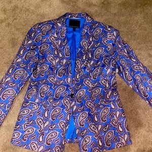 Banana Republic Blazer. Blazer has royal blue, maroon and white paisley designs.